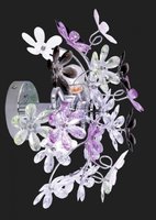 FLOWER Trio - nástenná lampa - číre a farebné kvety - 380mm